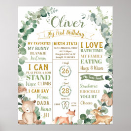 Skogsmark 1-års Födelsedagsmilstolpe Födelse Stati Poster