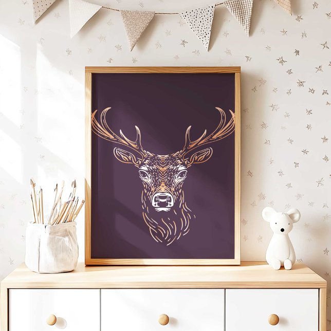 Skogsmark Affisch Skriv ut Väggkonst för Barnkamma (Woodland Deer Nursery Wall Art Poster Print by TinkPrints.)