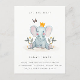 Skogsmark Baby Elephant Foliage any age Birthday Vykort