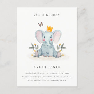 Skogsmark Baby Elephant Foliage any age Birthday Vykort