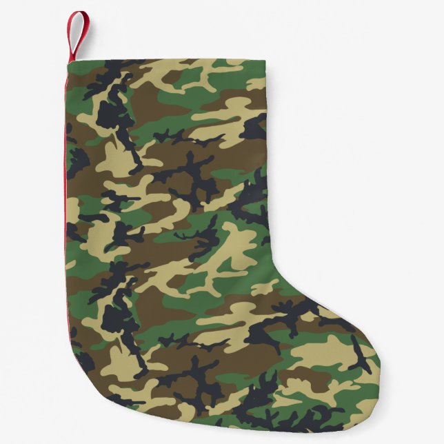 Skogsmark Camoflauge utanför julklapp Liten Julstrumpa (Framsidan)