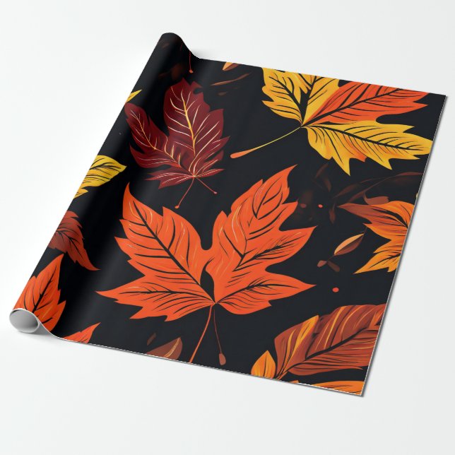 Skogsmark Charm: Hösten Löv Collage Presentpapper (Utrullad)