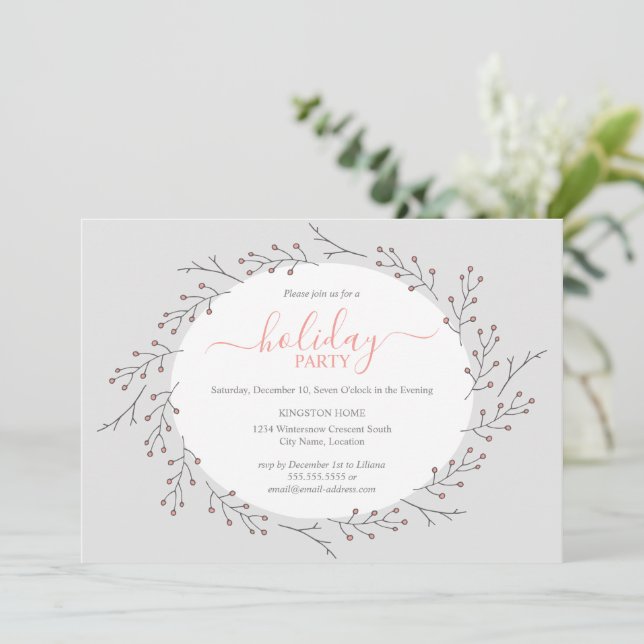 Skogsmark Enkel Julfest för krans Inbjudningar (Stående Fram)