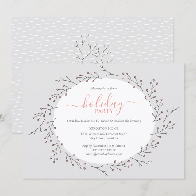 Skogsmark Enkel Julfest för krans Inbjudningar (Fram/baksida)