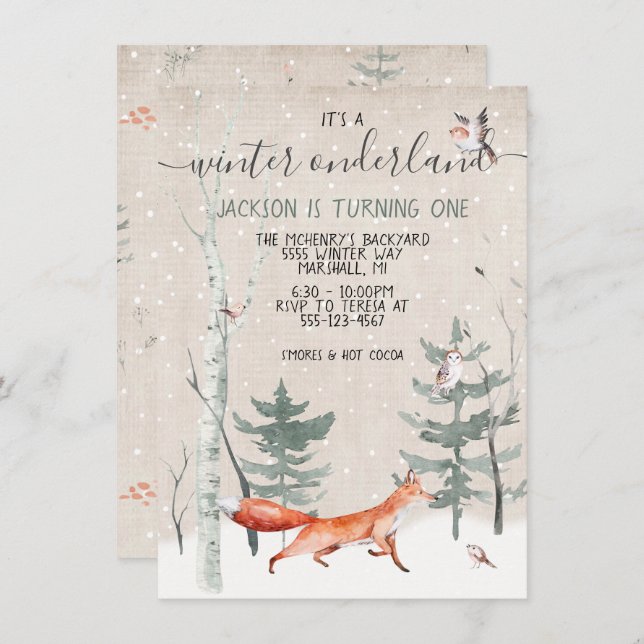 Skogsmark på Födelsedagsfesten Inbjudningar (Fram/baksida)