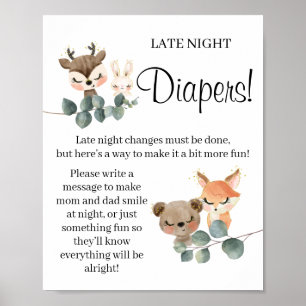 Skogsmark Sent natt Diaper Baby-duschspel Poster