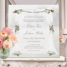 Skogsmark Utomhus Chuppah Bröllop Inbjudningar