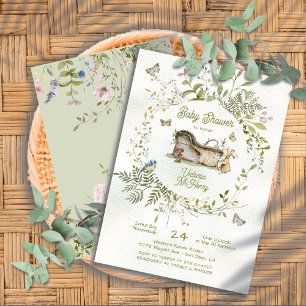 Skogsmark Wildblomskutbrott Cradle Baby Shower Inbjudningar
