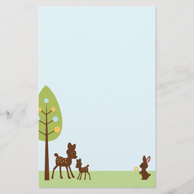 Skogsmarkdjurbaby shower brevpapper (Framsida)