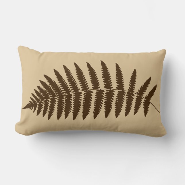 SkogsmarkFern 2, brunt och beige Lumbarkudde (Framsida)