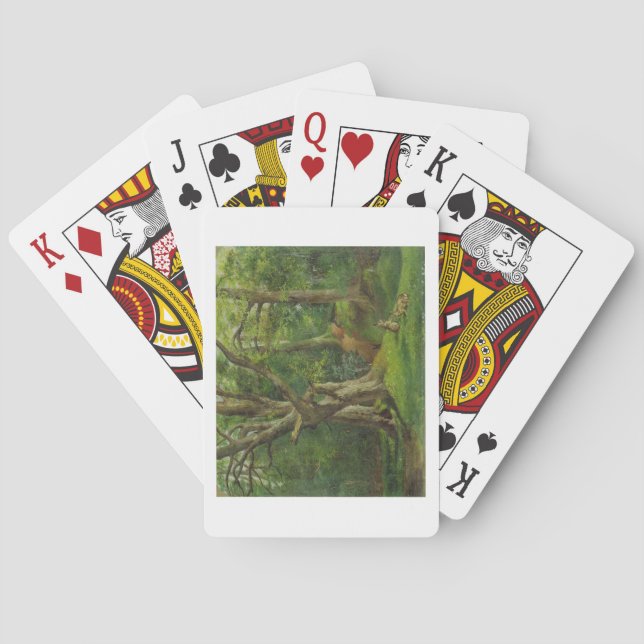 Skogsmarkplats med kaniner, 1862 (olja på kanfas) spel kort (Baksidan)