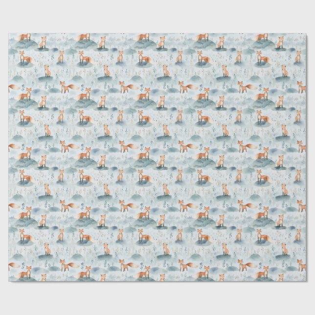 Skogsmarksräv Nursery Design,Baby Pojke Skogs Djur Presentpapper (Platt)