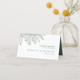 Skogsmassa Grönten Simple Hand plockade Botanical  Placeringskort