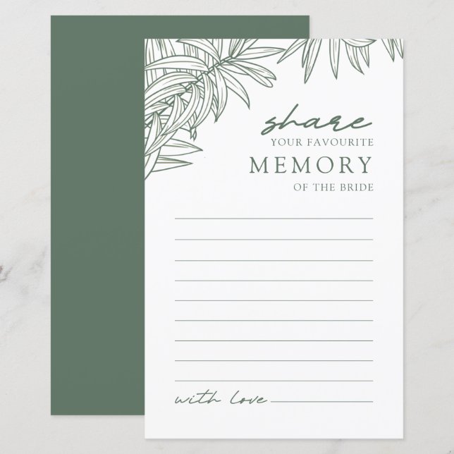 Skogsminne - enkel botaniskt  Grönt A-minne (Fram/baksida)