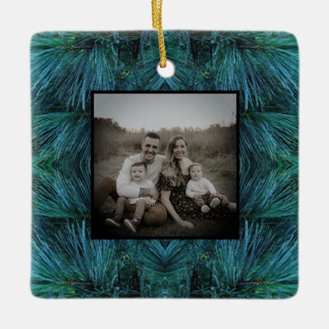 Skogsodlingen Rustic Gräs träd gräs grönt evergree Julgransprydnad Keramik (Framsida)