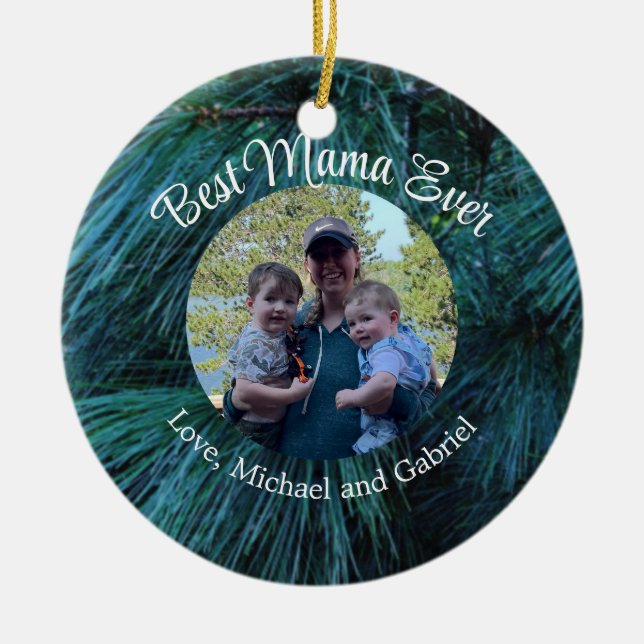 Skogsodlingen Rustic Gräs träd gräs grönt evergree Julgransprydnad Keramik (Framsidan)