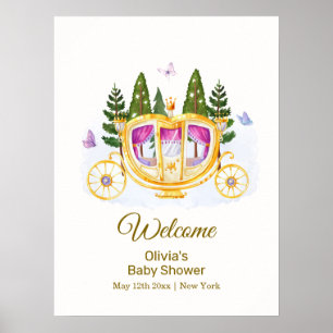 Skogsprinsessa vagn Baby Shower Välkommen Poster