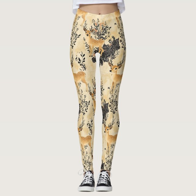 Skogsrådjursnurseriesmönster Leggings (Framsida)