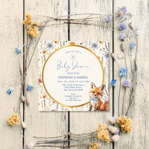 Skogsräv Blommig Babyflicka Shower Inbjudningar