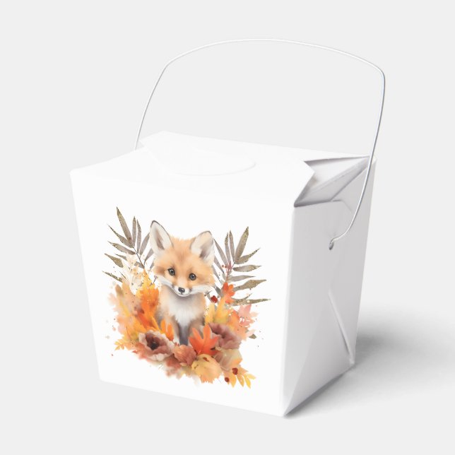 Skogsräv Grönska Akvarellblad Baby Shower Presentaskar (Framsidan Sidan)