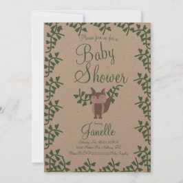 Skogsräv Grönska Baby Shower Rustik  Inbjudningar