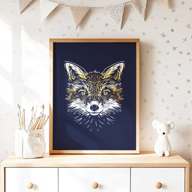 Skogsräv Plantskola Väggkonst Affisch Print (Woodland Fox Nursery Wall Art Poster Print by TinkPrints.)
