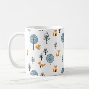 Skogsrävar: Vintage Vit bakgrund Kaffemugg
