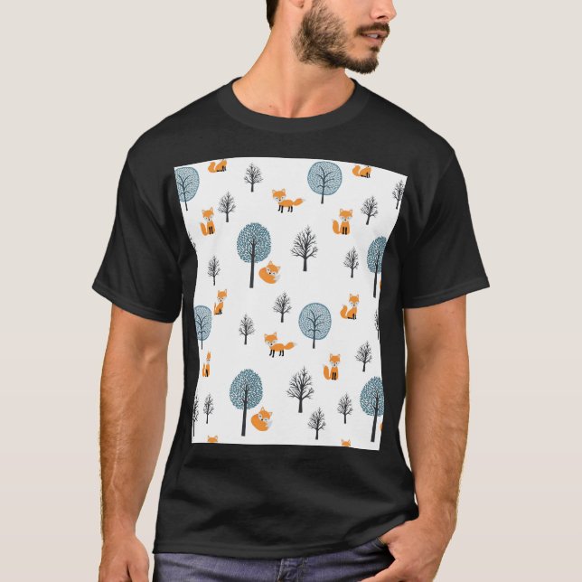Skogsrävar: Vintage Vit bakgrund T Shirt (Framsida)