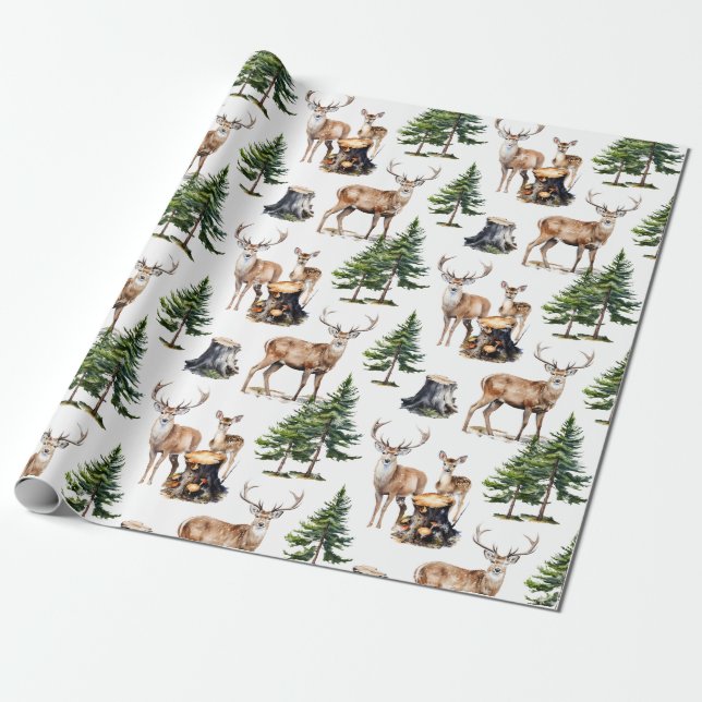 Skogsrenfamiljen Foraging Thru The Forest Presentpapper (Utrullad)