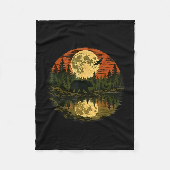Skogsretro natur vilda djur utomhus  fleecefilt (Framsidan)