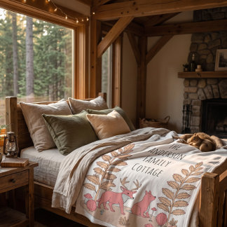 Skogsrev Hjort Ekorre Cottagecore Familjenamn Fleecefilt
