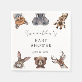 Skogssafari-djur baby shower pappersservett