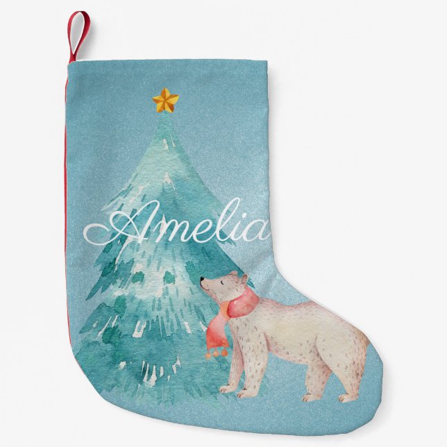 Skogsscen Personlig Liten Julstrumpa (Framsidan)