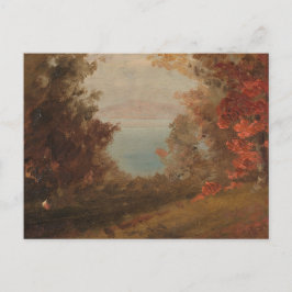 Skogsscenen på hösten Hudson eller Maine 1860 Art Vykort