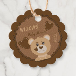 Skogsskena Bear Baby Shower Brown Favor Taggar Gåvor Etiketter