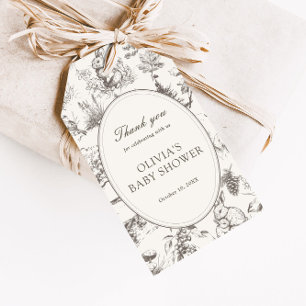 Skogsskiss i allovertryck Baby Shower Presentetikett