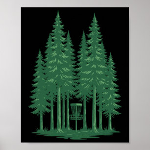 Skogsskiva Golf Sket Frisbeegolf Scen För Skiva Poster