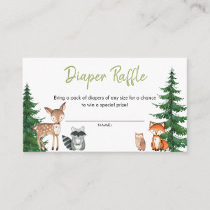 Skogsskog Baby Showerr Diaper Raffle Tilläggskort