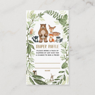 Skogsskog - Diaper Raffle Greenery Baby Shower Tilläggskort