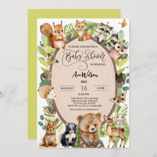 Skogsskog Djurbabyskötare Rustic Greenery Inbjudningar