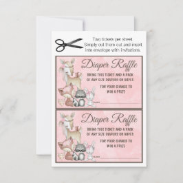 Skogsskog Girls Diaper Raffle Insert Inbjudningar