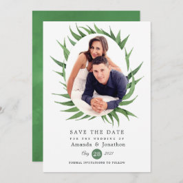 Skogsskog Greenery Bröllop Spara Datumet