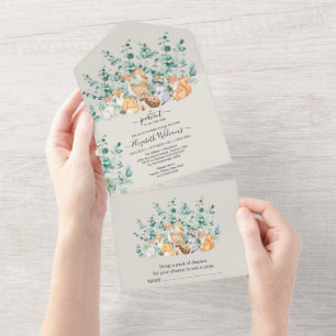 Skogsskog Greenery Vilda djur Baby Shower