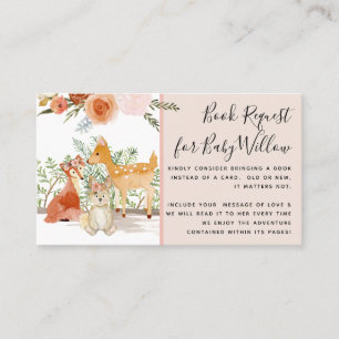 Skogsskog Hjort Bear Blommigt Baby Shower Bokar Visitkort
