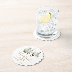 Skogsskog, hjort, vinterbabydusch underlägg papper