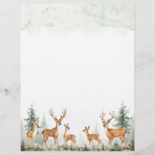 Skogsskog Hjort Watercolor Stationery Papper