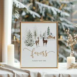 Skogsskog hjort Winter favors Poster