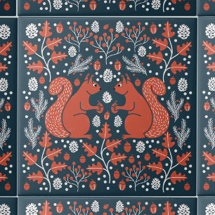 Skogsskog i ekorre kakelplatta