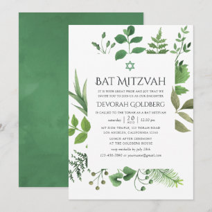 Skogsskog i Greenery Bat mitzvah Inbjudningar
