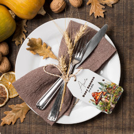 Skogsskog, myshroom Baby Shower Fall Tack Presentetikett